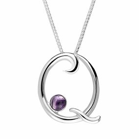 Sterling Silver Blue John Love Letters Initial Q Necklace