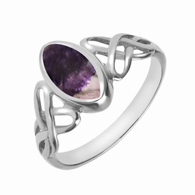 Sterling Silver Blue John Marquise Celtic Ring