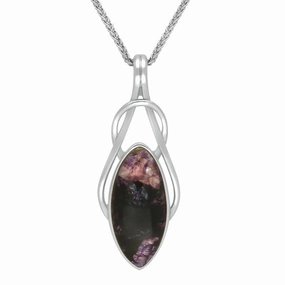 Sterling Silver Blue John Marquise Celtic Twist Necklace