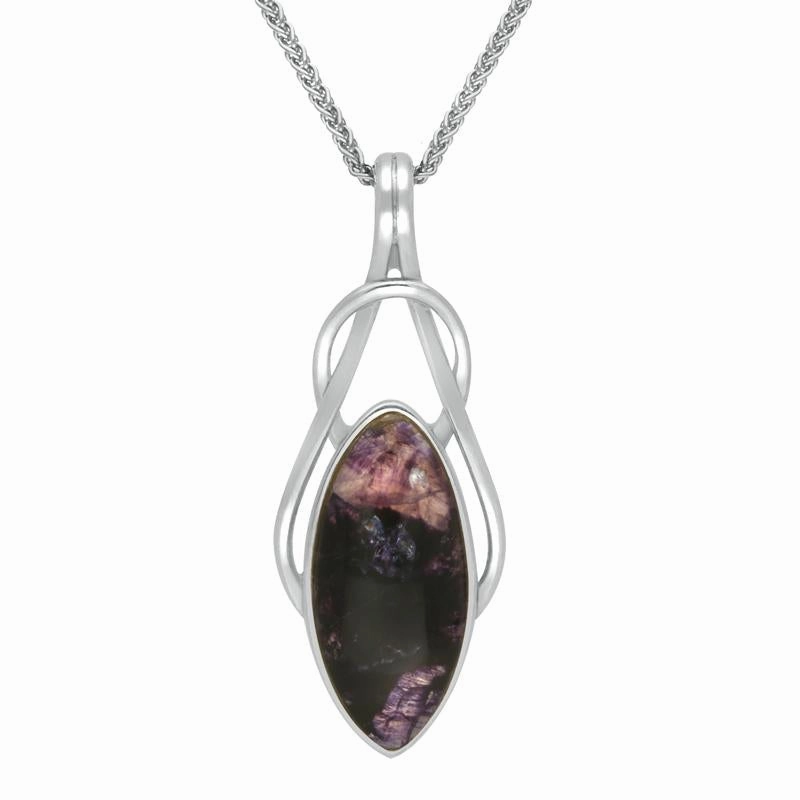 Sterling Silver Blue John Marquise Celtic Twist Necklace