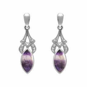 Sterling Silver Blue John Marquise Drop Earrings