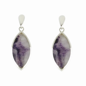 Sterling Silver Blue John Marquise Drop Earrings