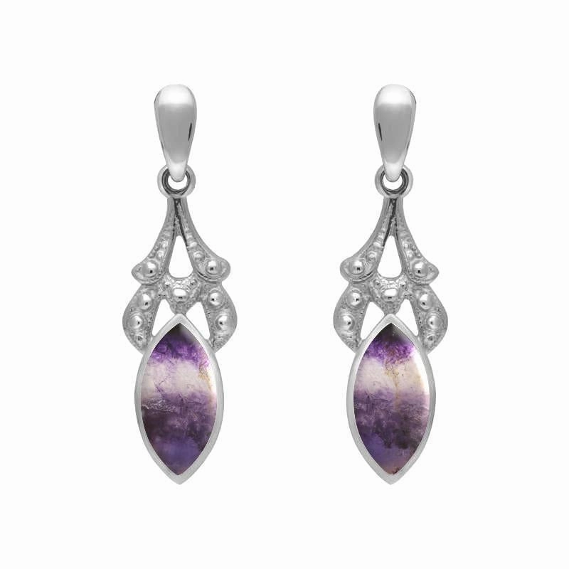 Sterling Silver Blue John Marquise Drop Earrings