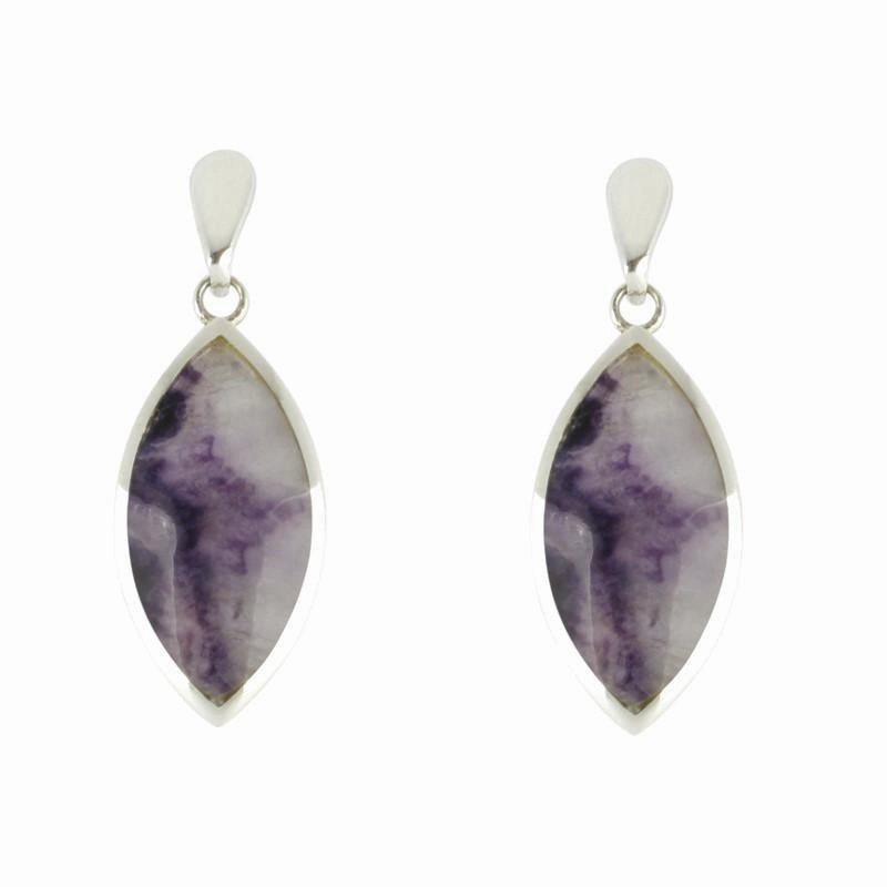 Sterling Silver Blue John Marquise Drop Earrings