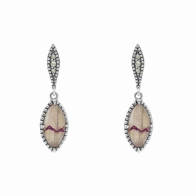 Sterling Silver Blue John Marquise Long Drop Earrings