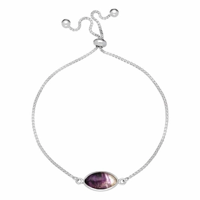Sterling Silver Blue John Marquise Stone Adjustable Bracelet