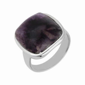 Sterling Silver Blue John Medium Chunky Cushion Top Ring D