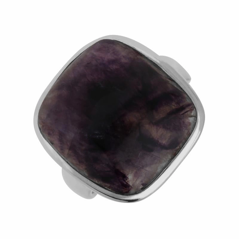Sterling Silver Blue John Medium Chunky Cushion Top Ring D