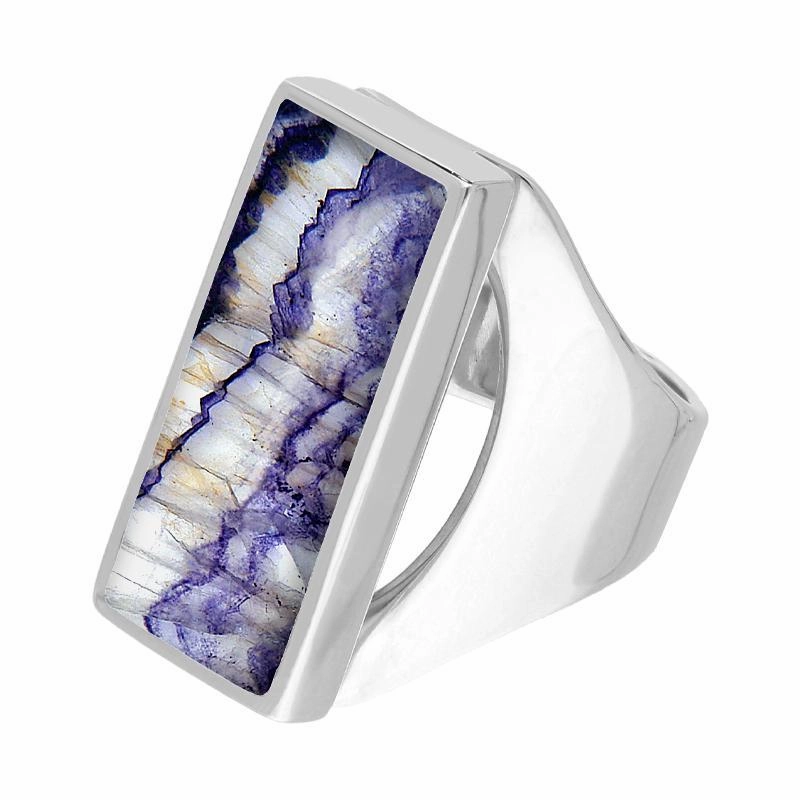 Sterling Silver Blue John Medium Oblong Ring