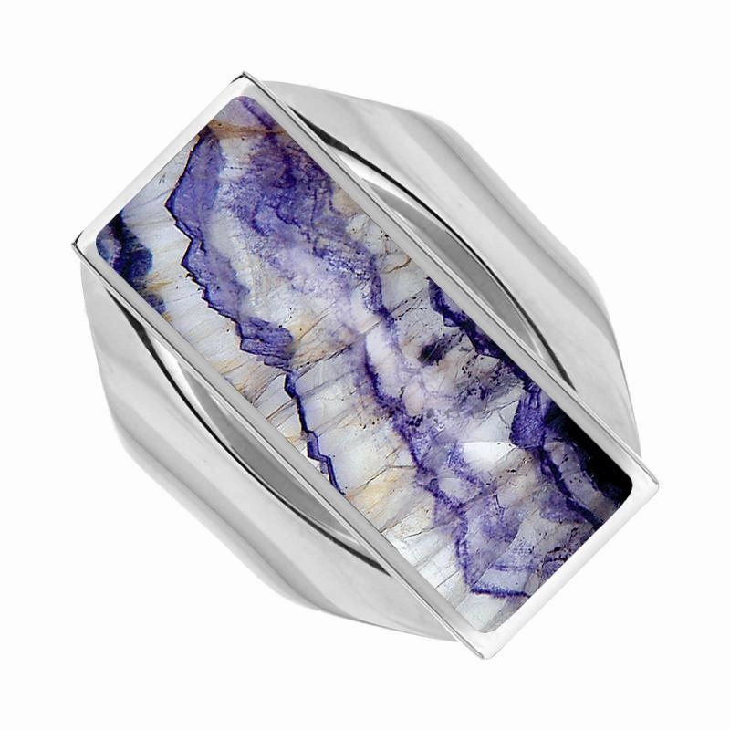Sterling Silver Blue John Medium Oblong Ring