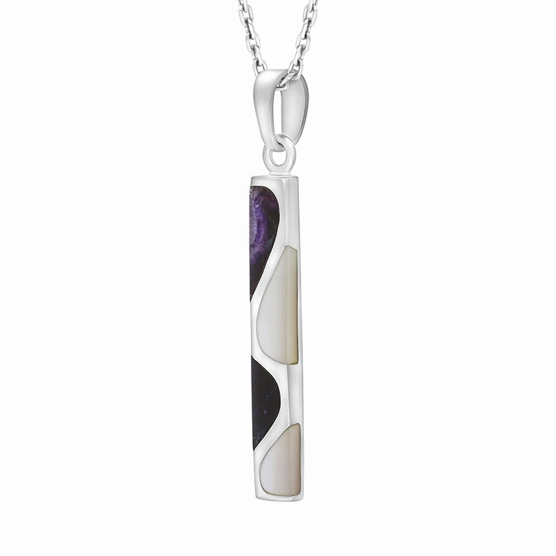 Sterling Silver Blue John Oblong Necklace D