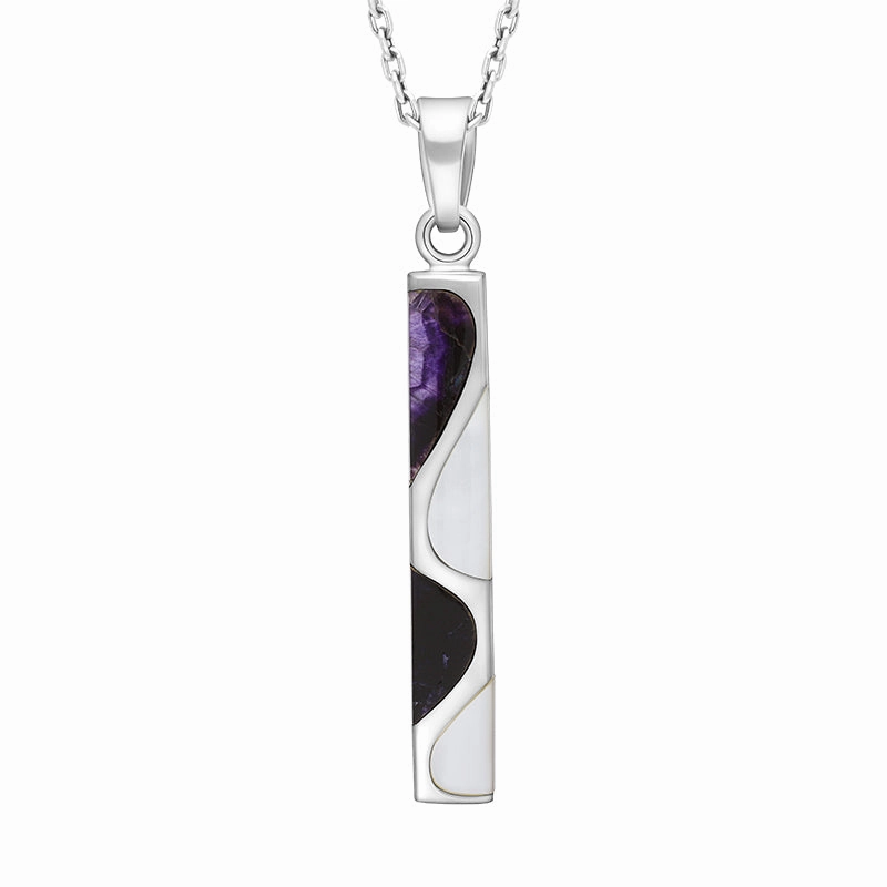 Sterling Silver Blue John Oblong Necklace D