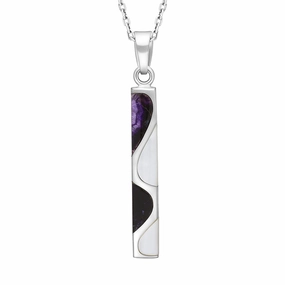 Sterling Silver Blue John Oblong Necklace D