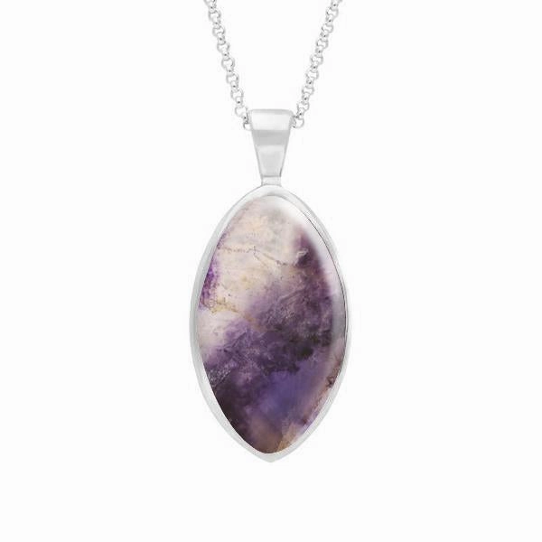 Sterling Silver Blue John Oval Necklace