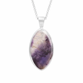 Sterling Silver Blue John Oval Necklace