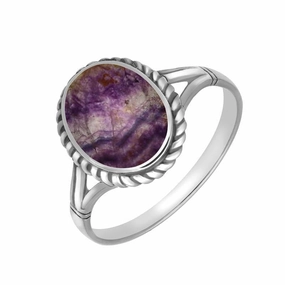 Sterling Silver Blue John Oval Rope Edge Ring