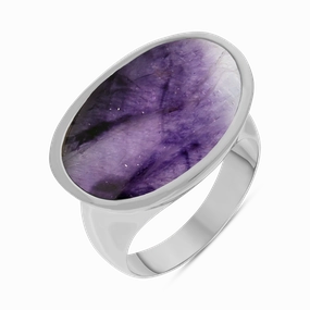 Sterling Silver Blue John Oval Statement Ring D