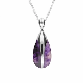 Sterling Silver Blue John Pear Drop Necklace
