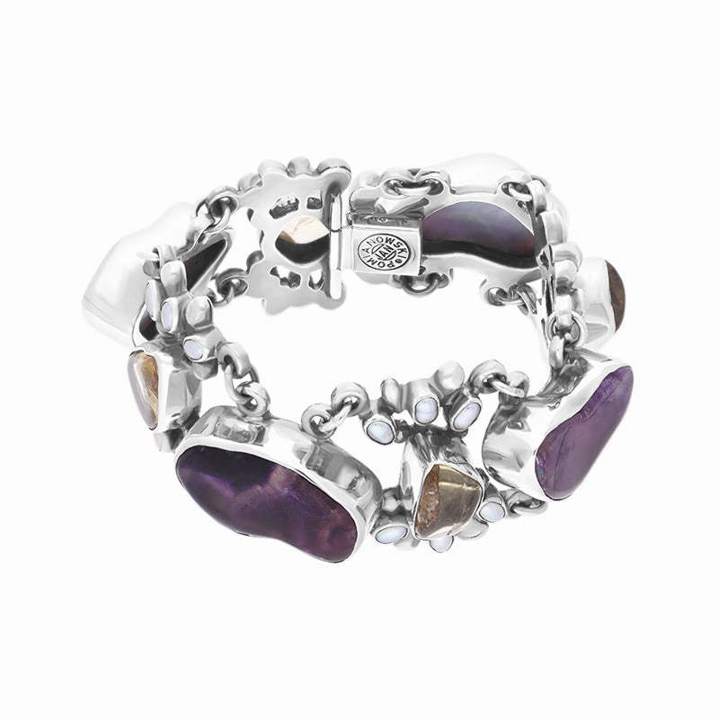 Sterling Silver Blue John Quartz Abstract Chunky Bracelet D