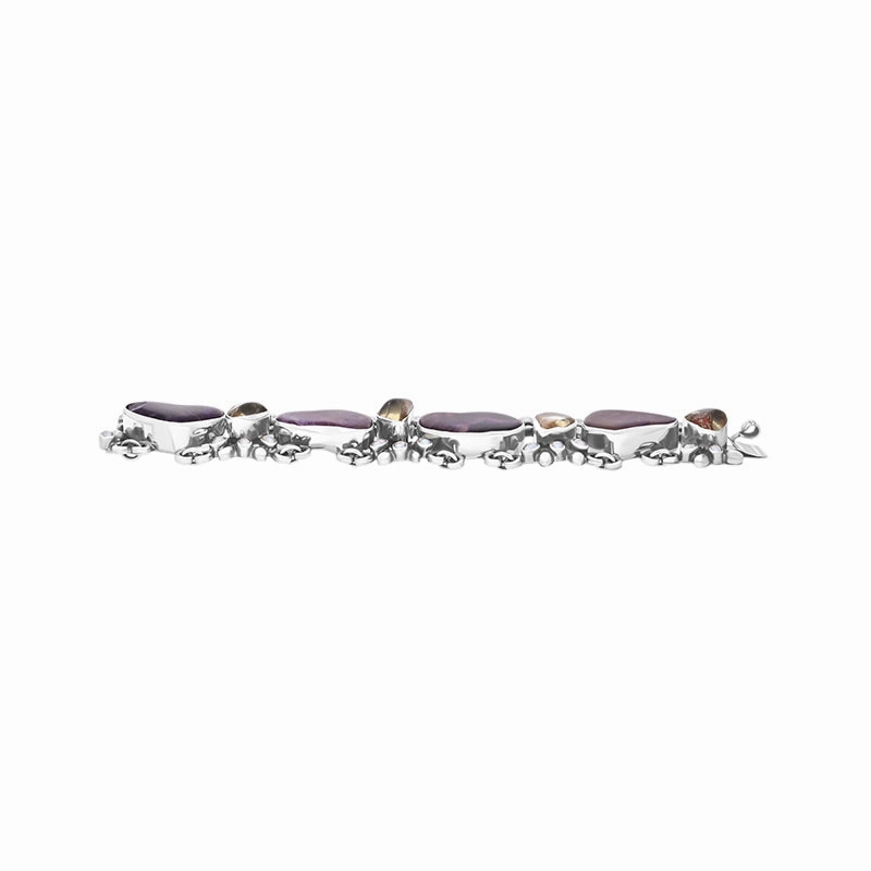 Sterling Silver Blue John Quartz Abstract Chunky Bracelet D
