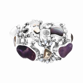 Sterling Silver Blue John Quartz Abstract Chunky Bracelet D