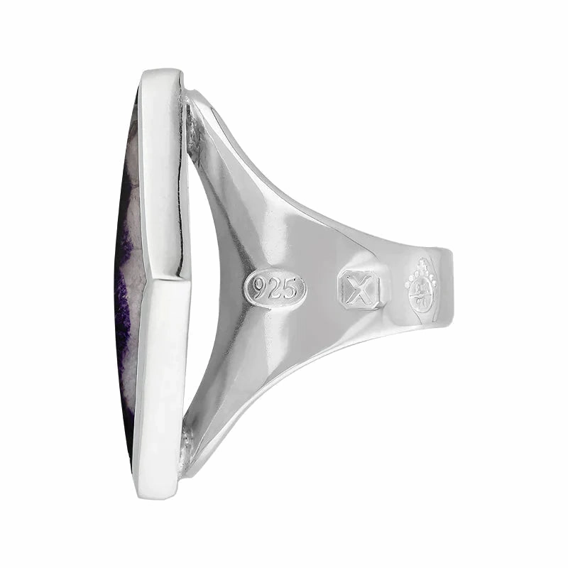 Sterling Silver Blue John Queen's Jubilee Hallmark Medium Rhombus Ring D
