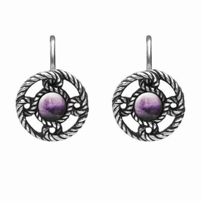 Sterling Silver Blue John Rope Edge Port Hole Drop Earrings