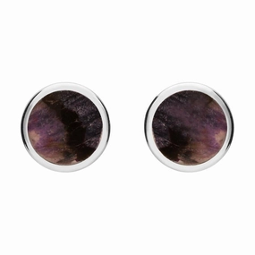 Sterling Silver Blue John Round Stud Earrings