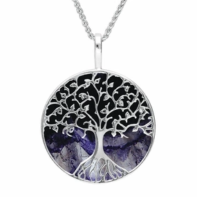 Sterling Silver Blue John Round Tree Of Life Necklace