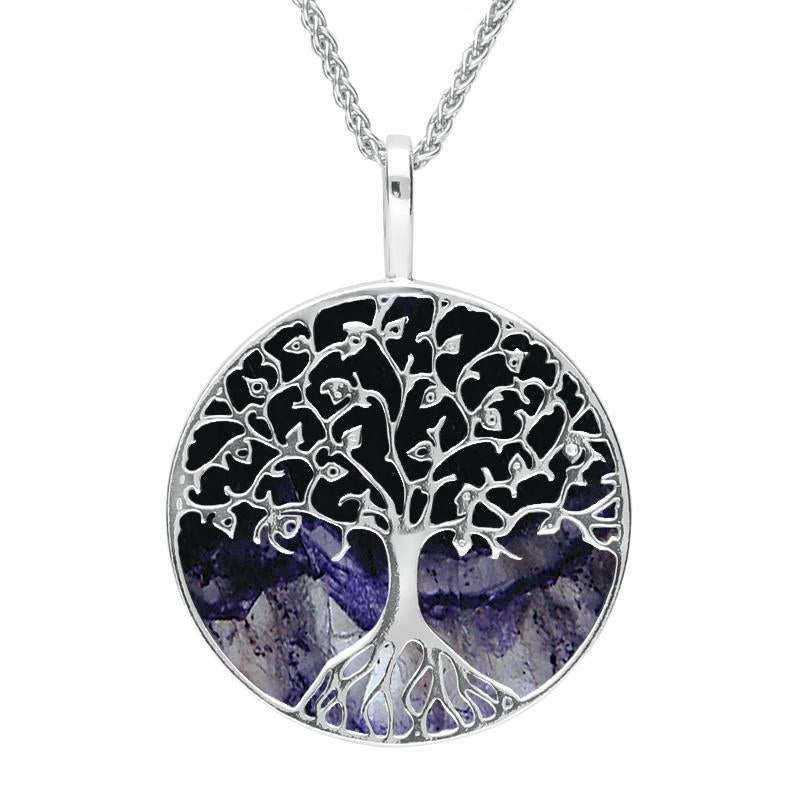 Sterling Silver Blue John Round Tree Of Life Necklace