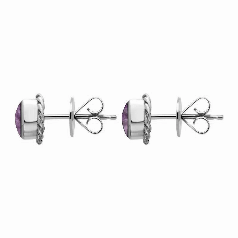 Sterling Silver Blue John Round Twist Edge Stud Earrings