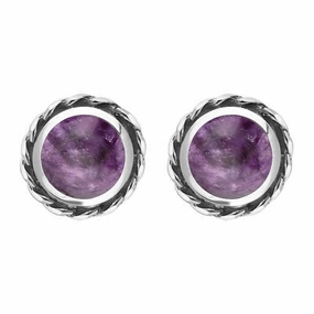 Sterling Silver Blue John Round Twist Edge Stud Earrings