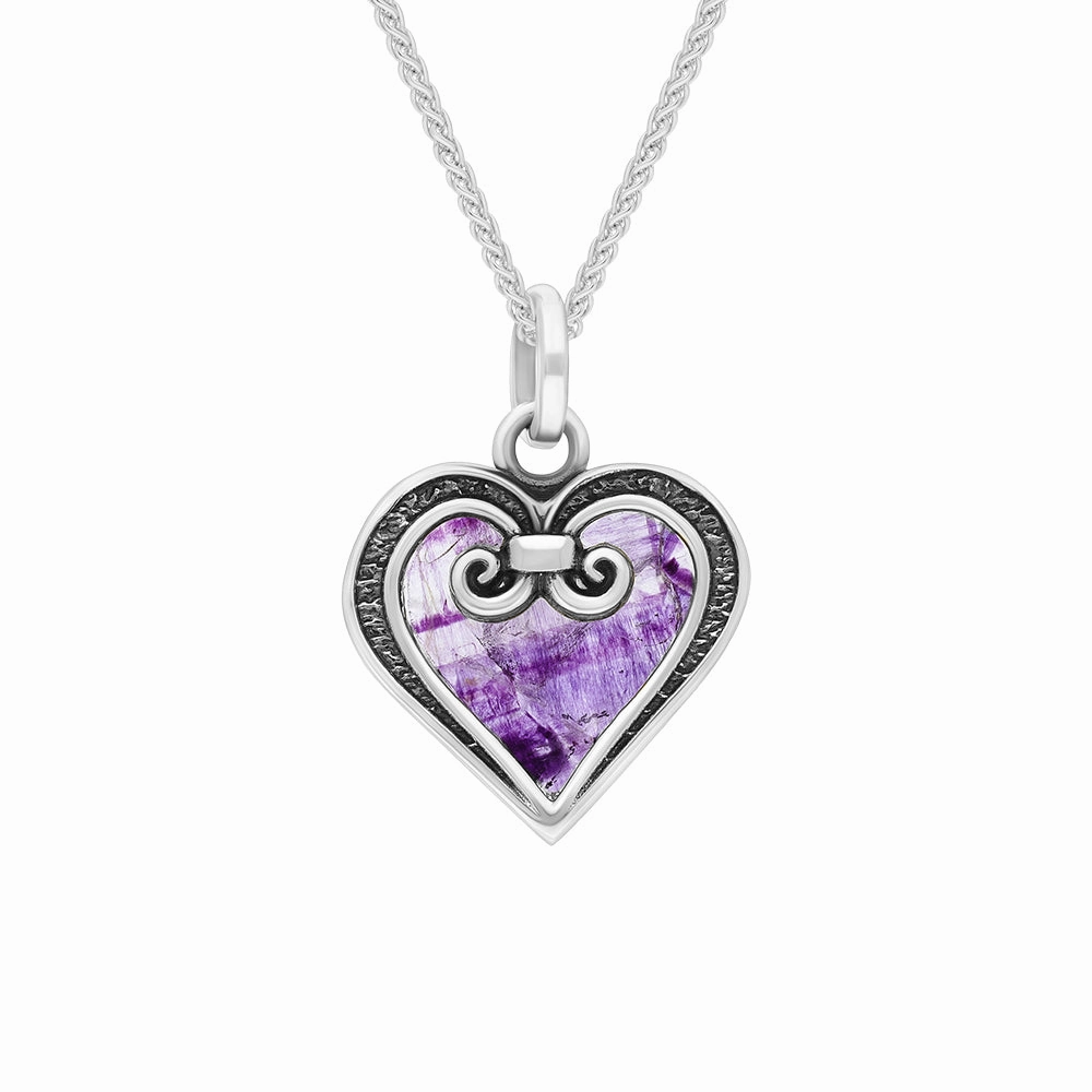 Sterling Silver Blue John Small Gate Heart Pendant