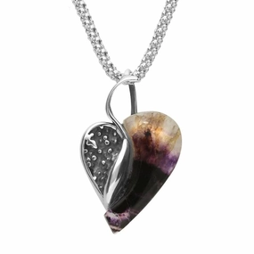Sterling Silver Blue John Small Heart Swirl Necklace