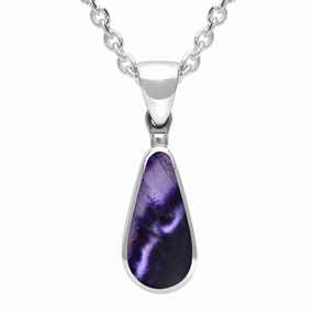 Sterling Silver Blue John Small Pear Necklace