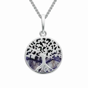 Sterling Silver Blue John Small Round Tree Of Life Necklace