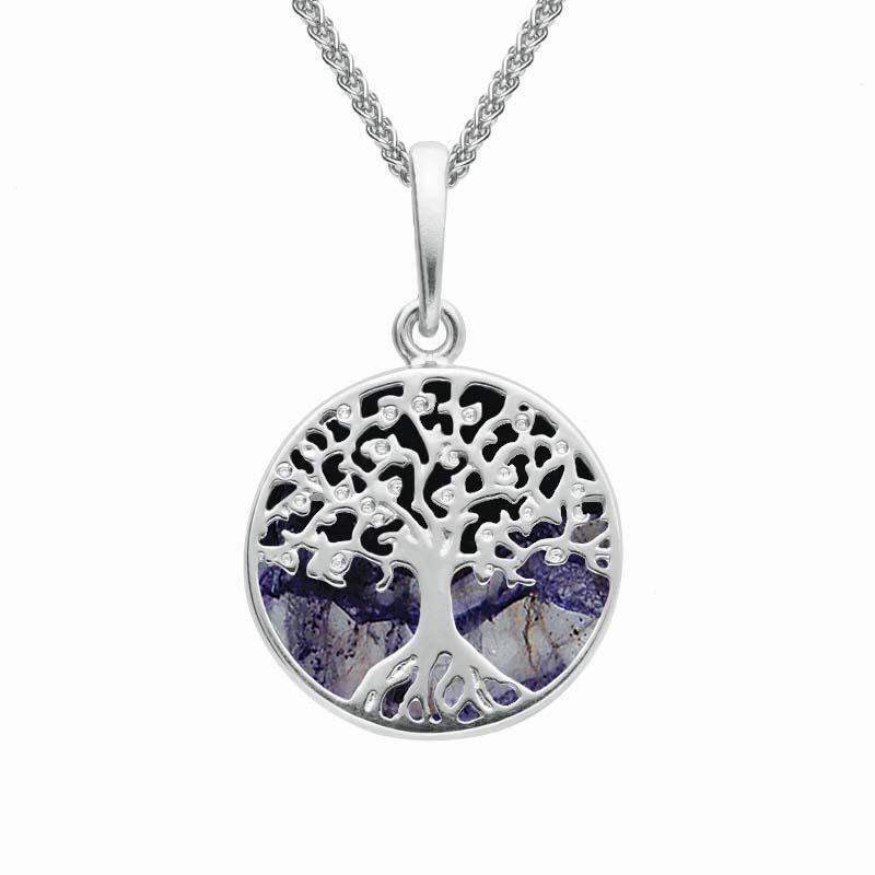 Sterling Silver Blue John Small Round Tree of Life Two Piece Set