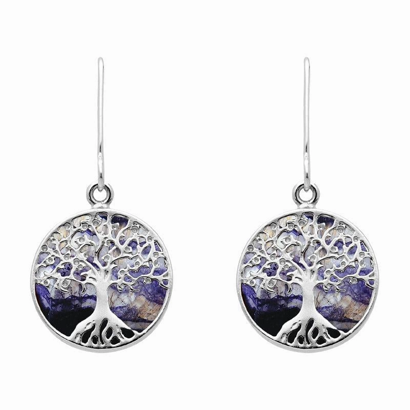 Sterling Silver Blue John Small Round Tree of Life Two Piece Set