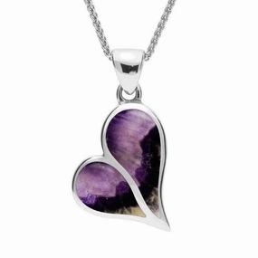 Sterling Silver Blue John Split Heart Necklace