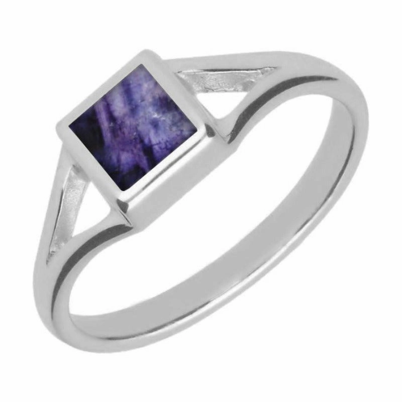 Sterling Silver Blue John Square Four Piece Set