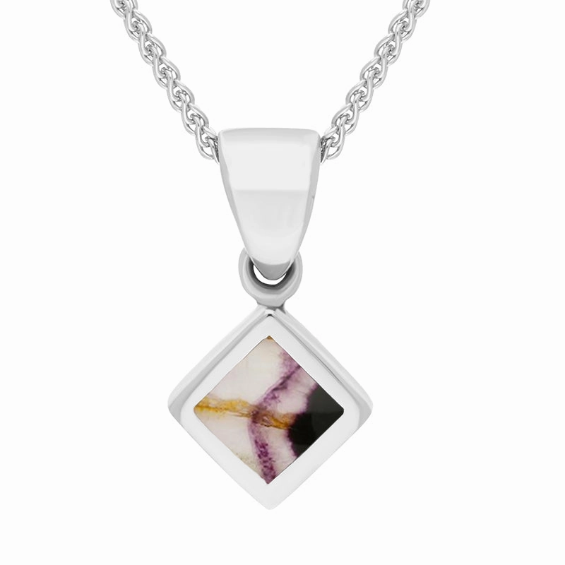 Sterling Silver Blue John Square Four Piece Set