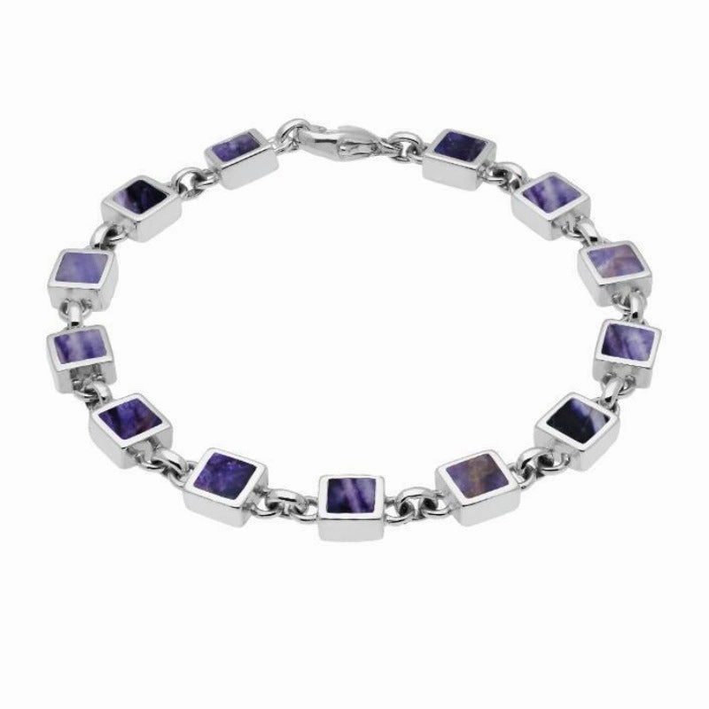 Sterling Silver Blue John Square Four Piece Set