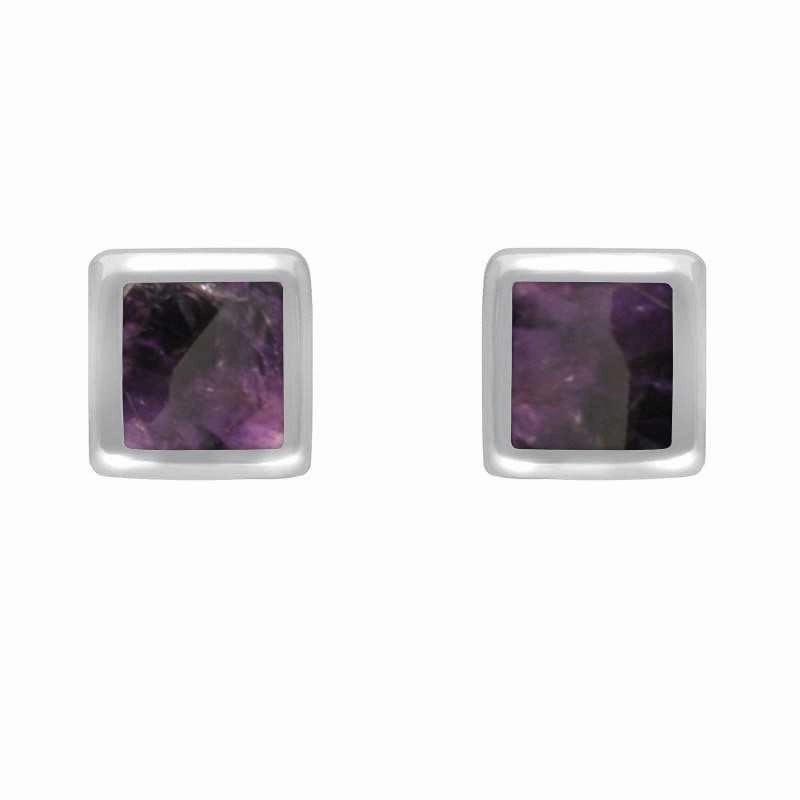 Sterling Silver Blue John Square Four Piece Set
