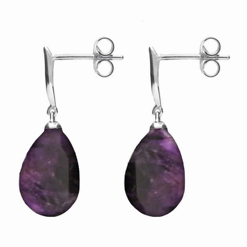 Sterling Silver Blue John Tapered Top Pear Drop Stud Earrings