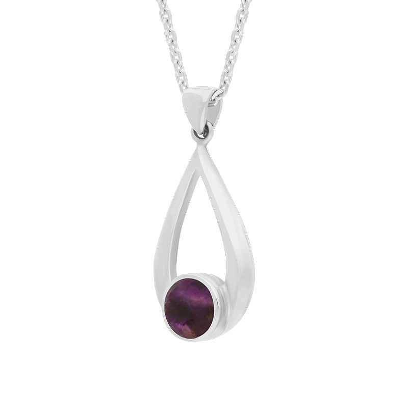 Sterling Silver Blue John Teardrop Necklace