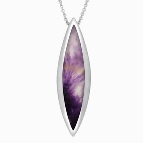 Sterling Silver Blue John Toscana Long Marquise Necklace