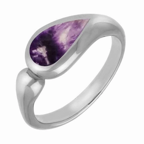 Sterling Silver Blue John Toscana Offset Teardrop Ring