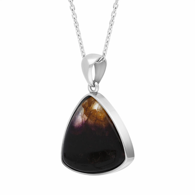 Sterling Silver Blue John Triangle Pendant Necklace D