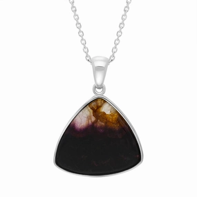 Sterling Silver Blue John Triangle Pendant Necklace D