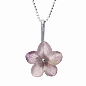 Sterling Silver Blue John Tuberose 20mm Pansy Necklace